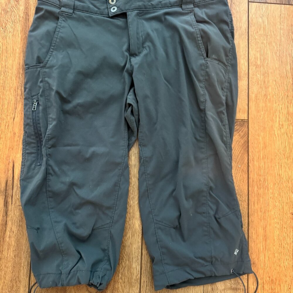 COLUMBIA CHARCOAL GRAY WOMEN’S OUTDOOR CAPRI CARGO HIKING TRAVEL CROP PANTS SIZE
